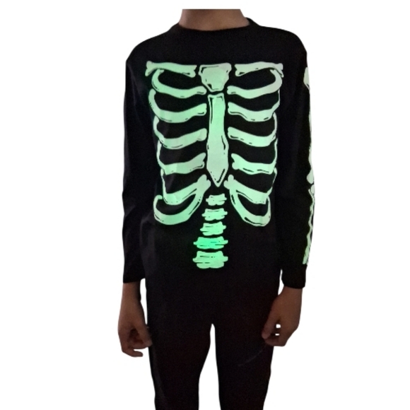 PJ Place Glow-in-the-Dark Boys Skeleton Long Sleeve Tee - Picture 2 of 3